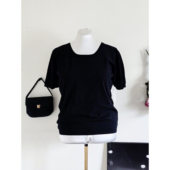 Drapers Damon's Y2k 2000s Black Rayon Short Sleeve Tee Tshirt L Casual - Picture 1 of 7